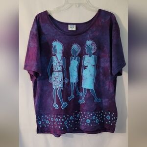 Grebe Batik Artistic Purple and Blue Short Sleeve Tee Size XL